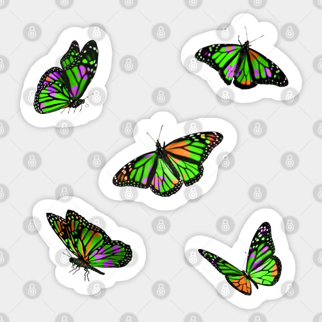 Secondary Colours Butterflies Sticker Pack Sticker by casserolestan